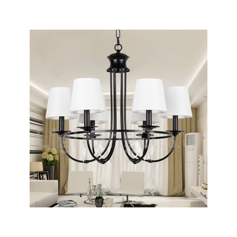 Lustre à 6 lumières de style méditerranéen rétro noir rustique contemporain de style bougie