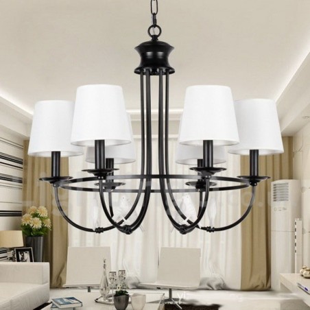 Lustre à 6 lumières de style méditerranéen rétro noir rustique contemporain de style bougie