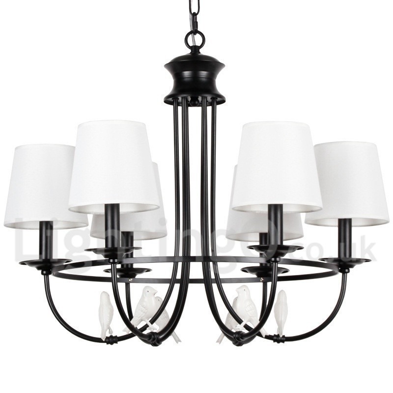 Lustre à 6 lumières de style méditerranéen rétro noir rustique contemporain de style bougie