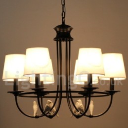Lustre à 6 lumières de style méditerranéen rétro noir rustique contemporain de style bougie