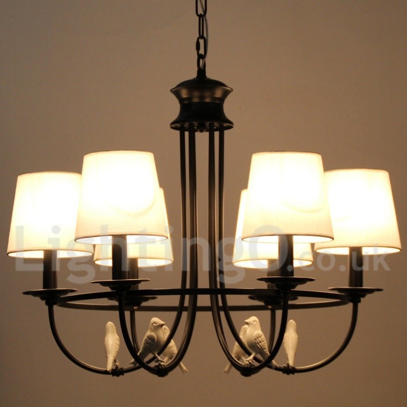 Lustre à 6 lumières de style méditerranéen rétro noir rustique contemporain de style bougie