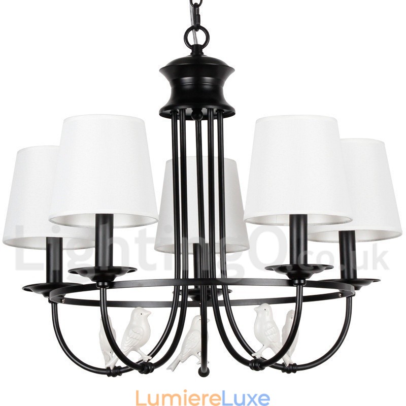 Lustre à 5 lumières de style méditerranéen rétro noir rustique contemporain de style bougie