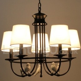 Lustre à 5 lumières de style méditerranéen rétro noir rustique contemporain de style bougie