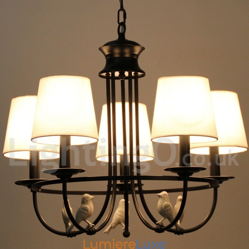 Lustre à 5 lumières de style méditerranéen rétro noir rustique contemporain de style bougie