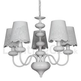 Lustre moderne contemporain à 5 lumières de style bougie creuse blanche