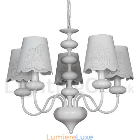Lustre moderne contemporain à 5 lumières de style bougie creuse blanche