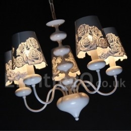 Lustre moderne contemporain à 5 lumières de style bougie creuse blanche