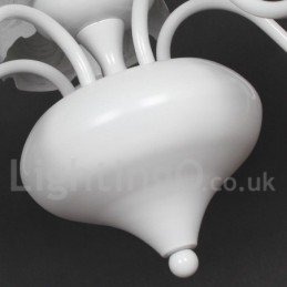 Lustre moderne contemporain à 5 lumières de style bougie creuse blanche