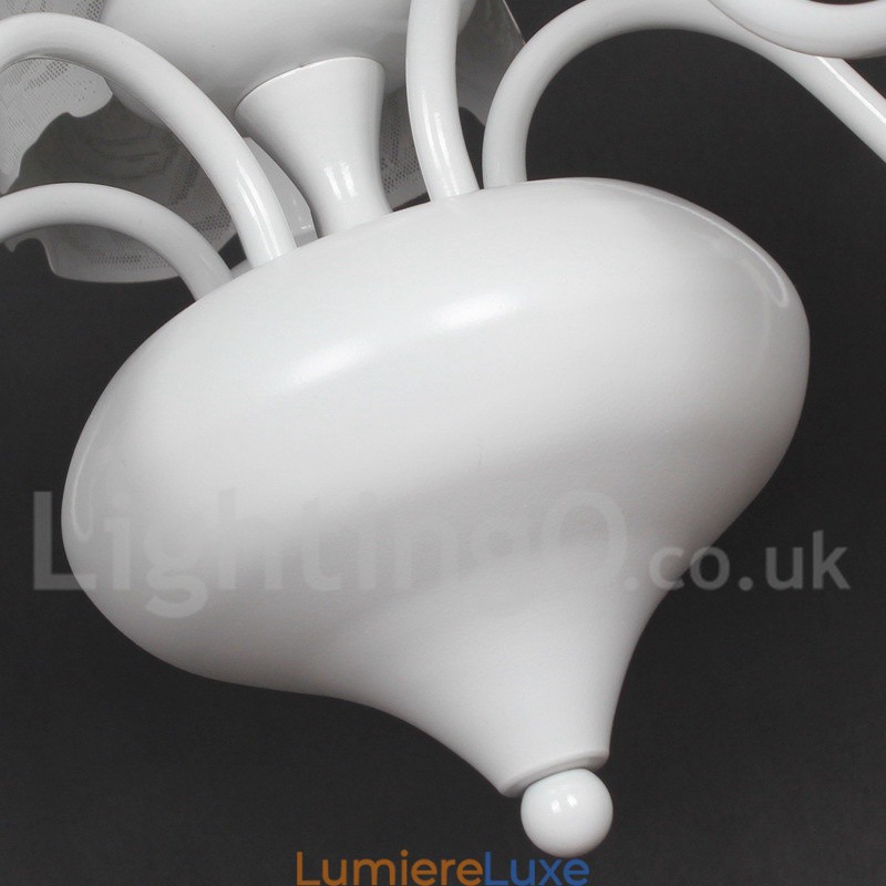 Lustre moderne contemporain à 5 lumières de style bougie creuse blanche