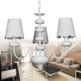 Lustre moderne contemporain à 3 lumières de style bougie creuse blanche