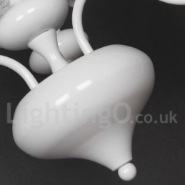 Lustre moderne contemporain à 3 lumières de style bougie creuse blanche