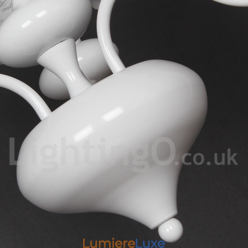Lustre moderne contemporain à 3 lumières de style bougie creuse blanche
