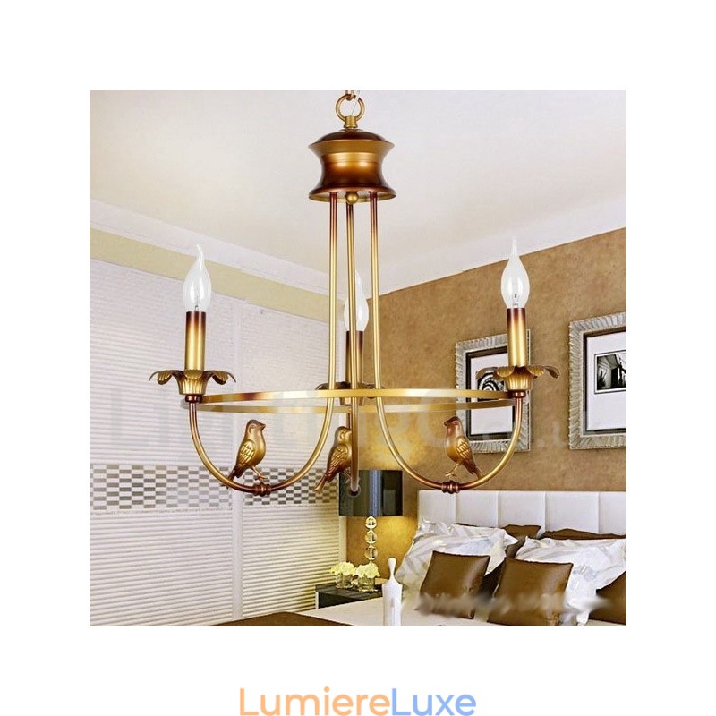 Lustre rétro à 3 lumières de style bougie