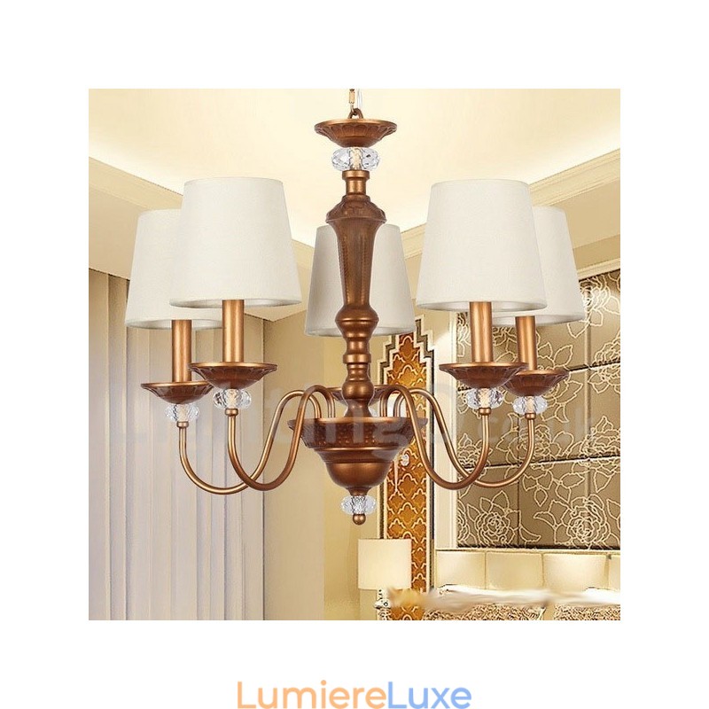 Lustre rustique noir rétro à 5 lumières de style bougie