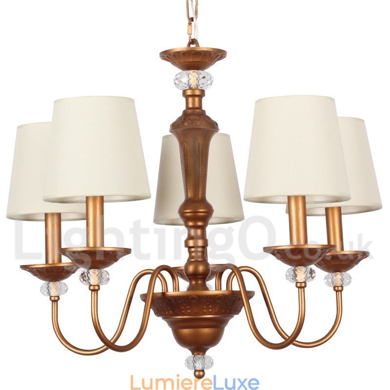 Lustre rustique noir rétro à 5 lumières de style bougie