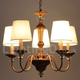 Lustre rustique noir rétro à 5 lumières de style bougie