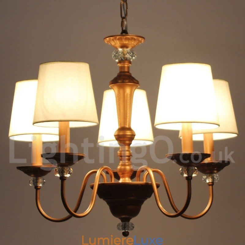 Lustre rustique noir rétro à 5 lumières de style bougie