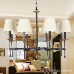 Lustre rustique noir rétro à 8 lumières de style bougie