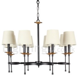 Lustre rustique noir rétro à 8 lumières de style bougie