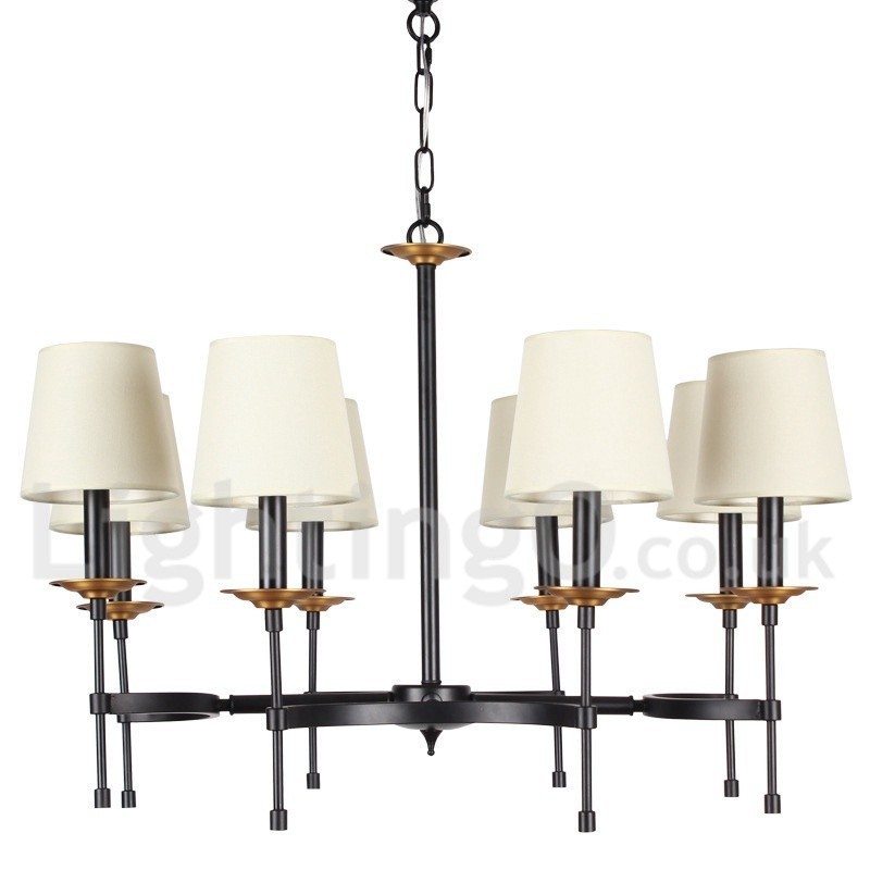 Lustre rustique noir rétro à 8 lumières de style bougie