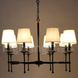 Lustre rustique noir rétro à 8 lumières de style bougie
