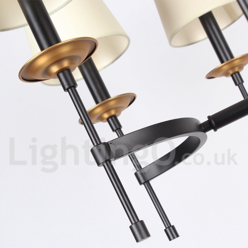 Lustre rustique noir rétro à 8 lumières de style bougie
