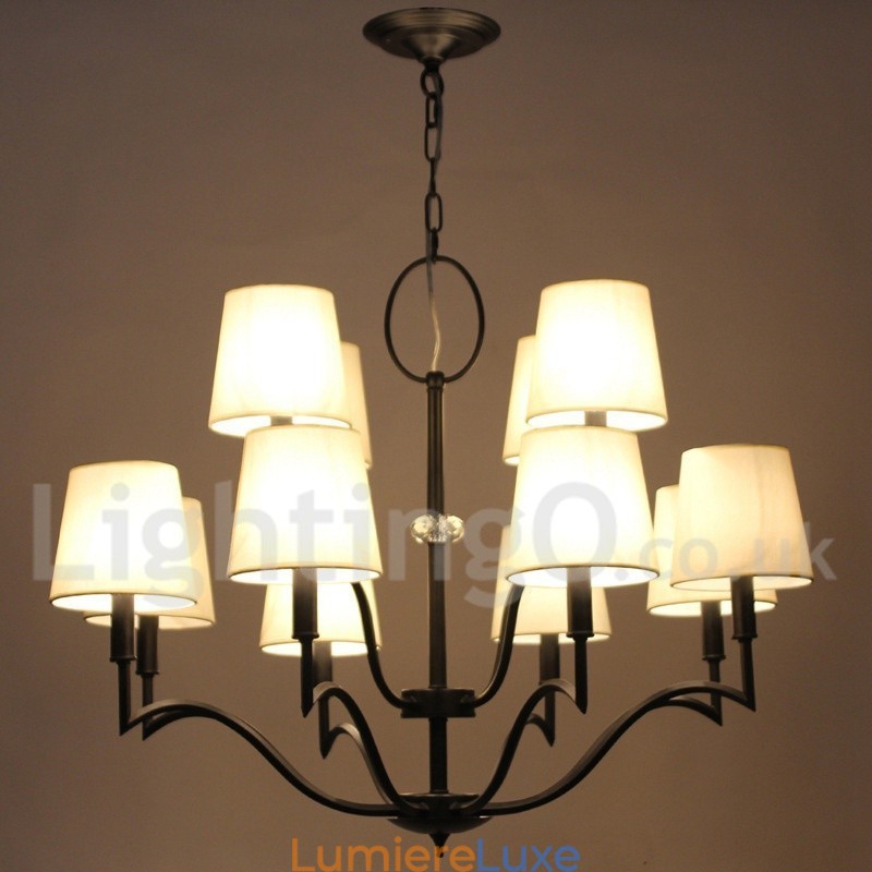 Lustre contemporain moderne à 12 lumières de style bougie