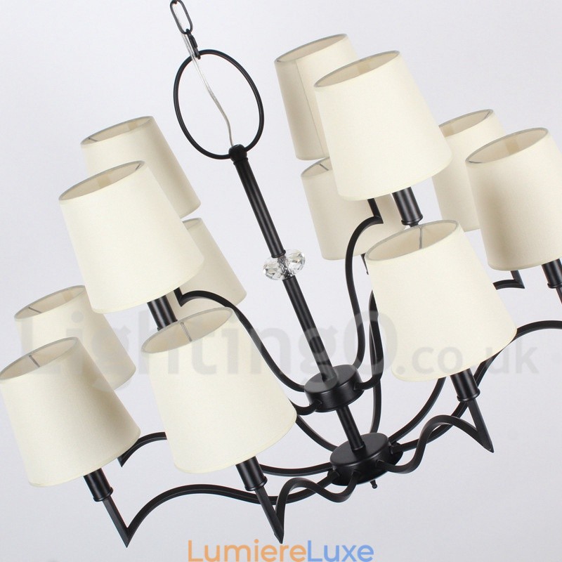 Lustre contemporain moderne à 12 lumières de style bougie