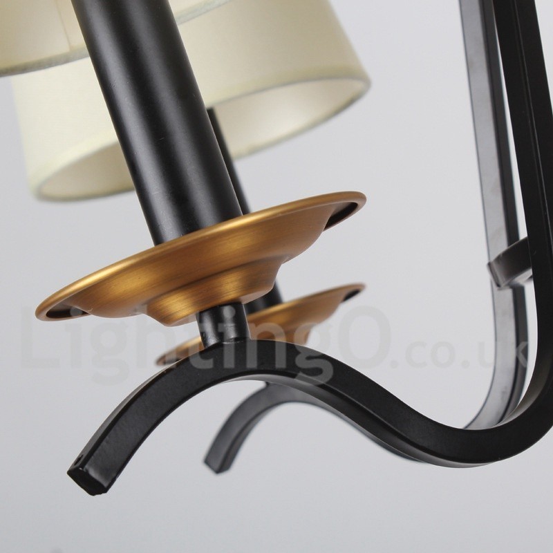 Lustre noir rétro contemporain à 8 lumières de style bougie