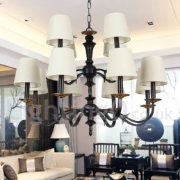 Lustre rustique rétro à 12 lumières de style bougie