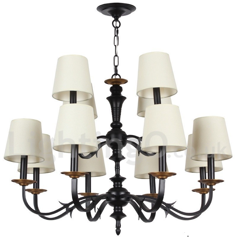 Lustre rustique rétro à 12 lumières de style bougie