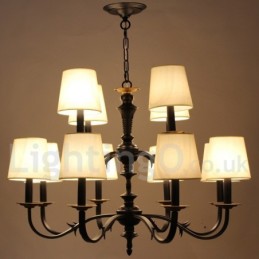 Lustre rustique rétro à 12 lumières de style bougie