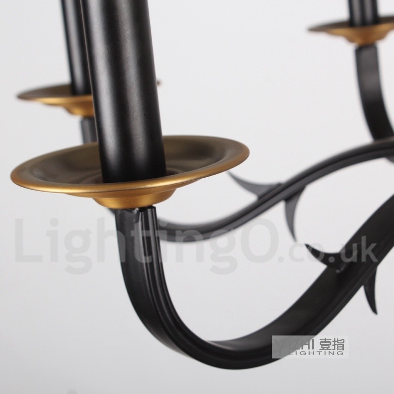 Lustre rustique rétro à 12 lumières de style bougie