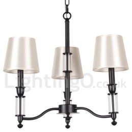 Lustre noir rétro contemporain à 3 lumières de style bougie