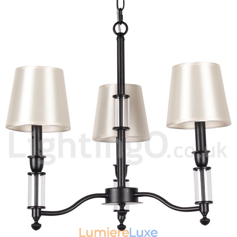 Lustre noir rétro contemporain à 3 lumières de style bougie