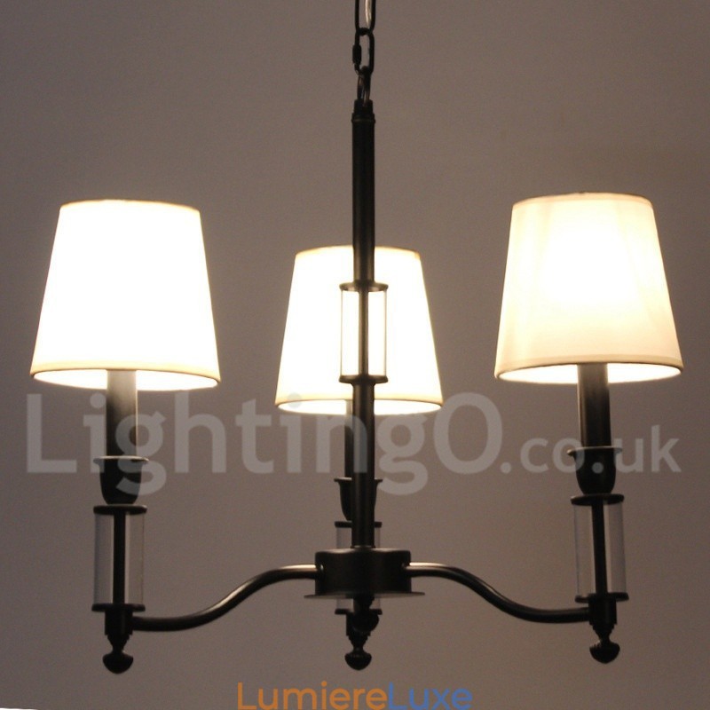 Lustre noir rétro contemporain à 3 lumières de style bougie