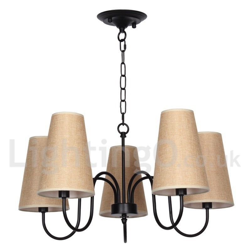 Lustre rétro contemporain à 5 lumières de style bougie