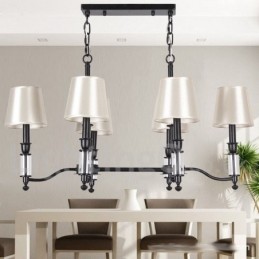 Lustre rustique noir rétro contemporain à 6 lumières de style bougie