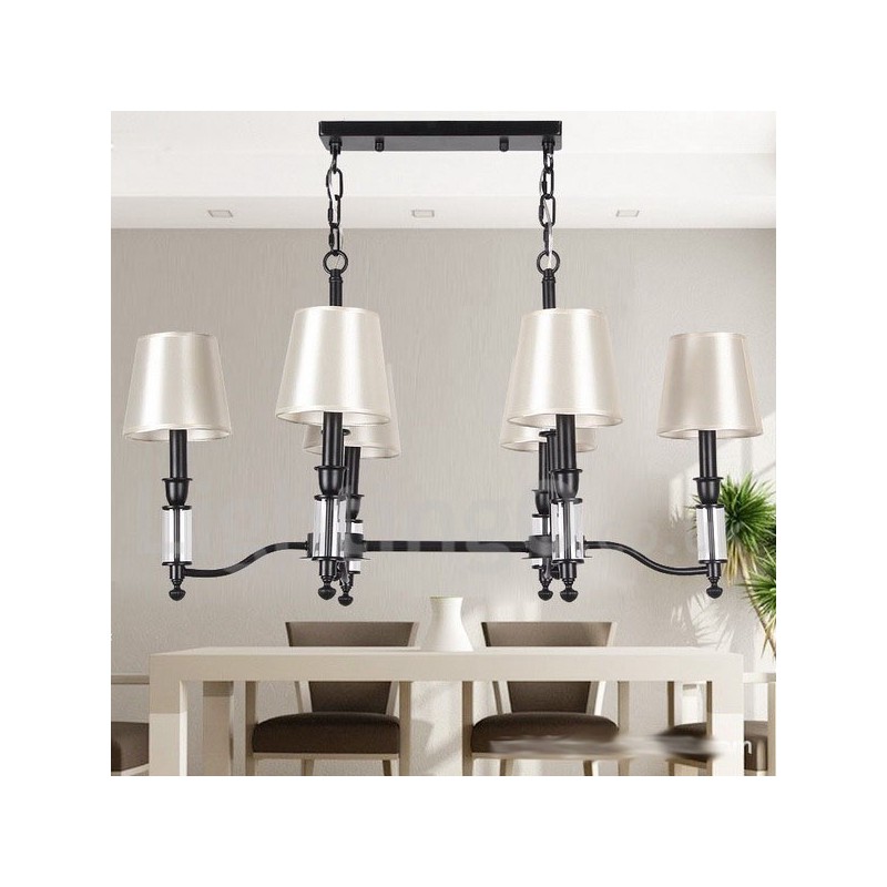Lustre rustique noir rétro contemporain à 6 lumières de style bougie