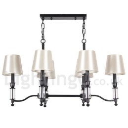Lustre rustique noir rétro contemporain à 6 lumières de style bougie