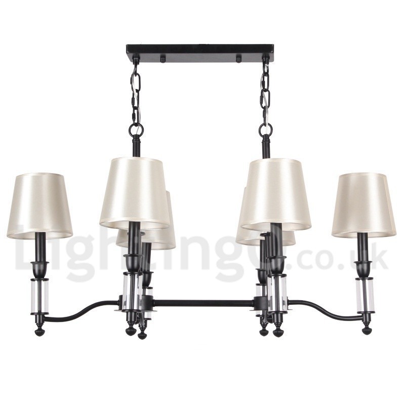 Lustre rustique noir rétro contemporain à 6 lumières de style bougie