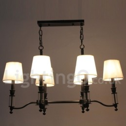 Lustre rustique noir rétro contemporain à 6 lumières de style bougie