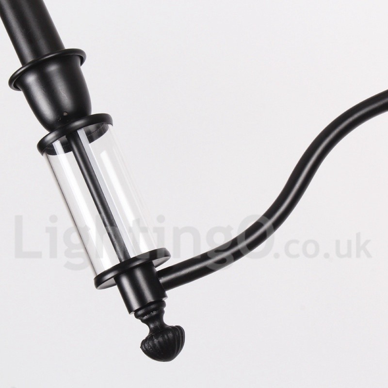 Lustre rustique noir rétro contemporain à 6 lumières de style bougie