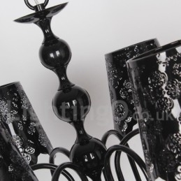 Lustre moderne contemporain à 6 lumières de style bougie creuse noire