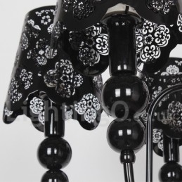 Lustre moderne contemporain à 6 lumières de style bougie creuse noire