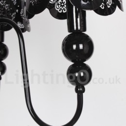 Lustre moderne contemporain à 3 lumières de style bougie creuse noire