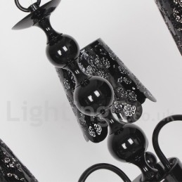 Lustre moderne contemporain à 3 lumières de style bougie creuse noire