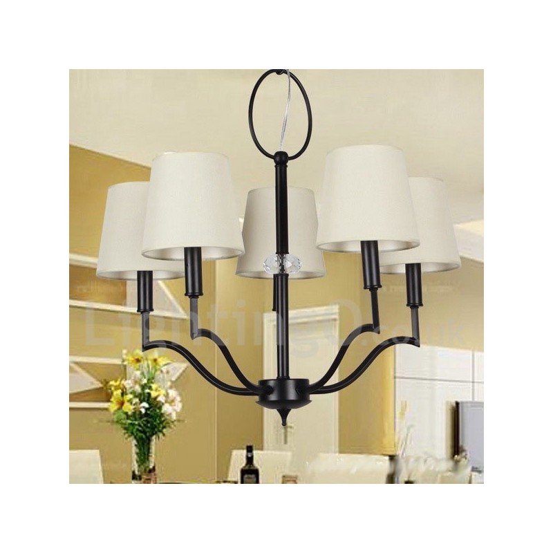 Lustre contemporain moderne à 5 lumières de style bougie
