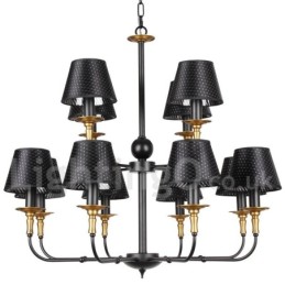Lustre rétro rustique à 12 lumières, style bougie à 2 niveaux