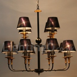 Lustre rétro rustique à 12 lumières, style bougie à 2 niveaux